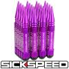 SICKSPEED 16 PC PURPLE 5 1/2&#034; SPIKED LONG STEEL EXTENDED LOCKING LUG NUTS 14X2