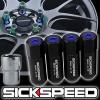 4 BLACK/BLUE CAPPED ALUMINUM EXTENDED TUNER 60MM LOCKING LUG NUTS 12X1.5 L01 #1 small image