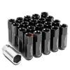 BLACK 60MM ALUMINUM WHEEL RIM LOCK ACORN TUNER LUG NUT+KEY Deville/CTS/DTS/STS