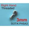 2pcs Right 3mm SI3T/K PHSA3 SI3P/K NHS3 Threaded Female Rod End Joint Bearing