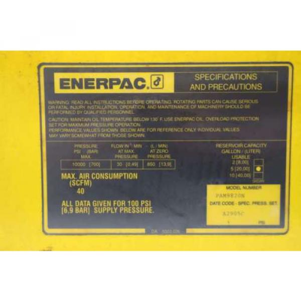 ENERPAC PAM9820N 10000PSI 5GAL AIR POWERED HYDRAULIC D530893 Pump #6 image