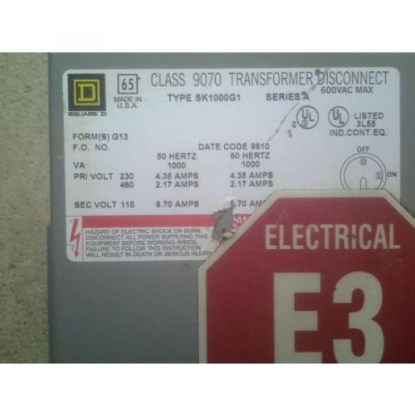 Square D 9070SK1000G1 Transformer / Disconnect Pri.230/480 Sec 115V 8.70 A Pump #2 image