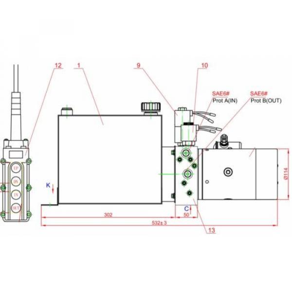 MAXIM DOUBLE VALVE POWER UNIT 12V DC, DOUBLE ACTING: 2 GALLON STEEL TANK  Pump #8 image