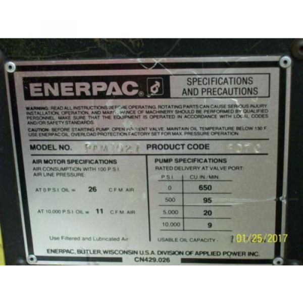 ENERPAC HIGH PRESSURE AIR HYDRAULIC 10,000 PSI , PAM1021 Pump #2 image