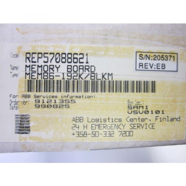 ABB Stromberg MEM86-192K/BLKM Memory Board 57288531 #3 image