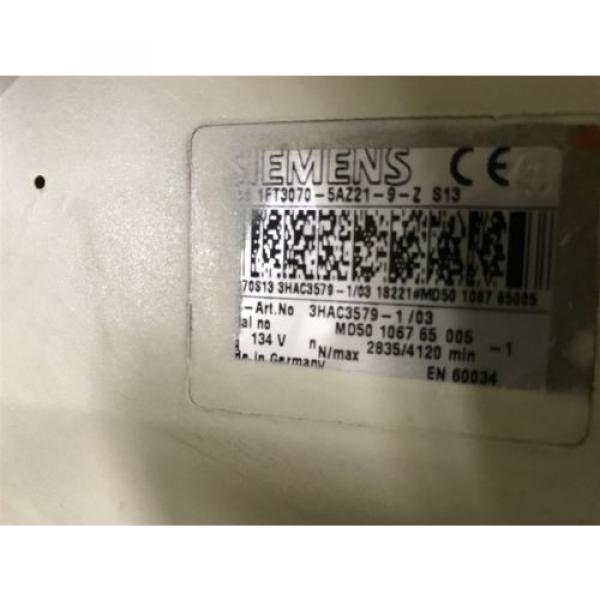 ABB SIEMENS wrist 1FK6083-6AZ21-9ZZ9-ZS02 1FT3070-5AZ21-9-Z S13 ROTATIONAL MOTOR #4 image