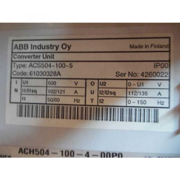 ABB ACH504 100HP DRIVE TYPE:ACS504-100-5 SN:4260022 PH:3 500VAC USED #10 image