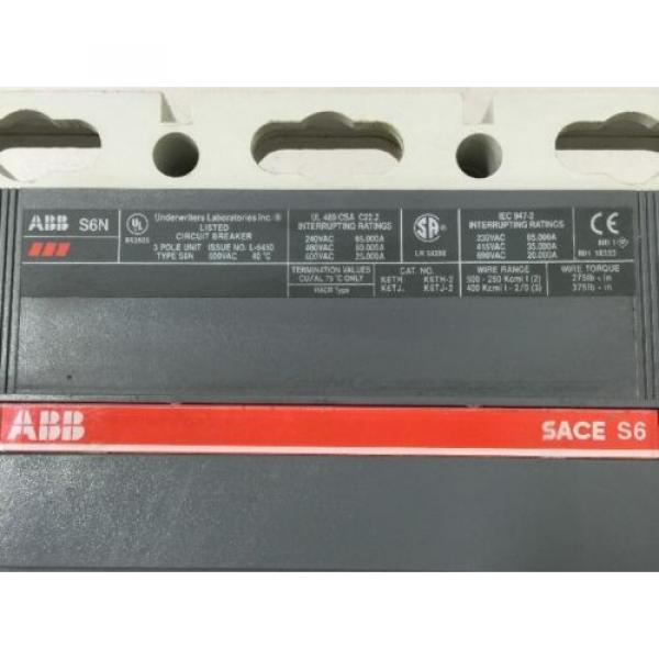 ABB S6N 3 Pole, 800 Amps, 600 VAC Circuit Breaker. #2 image