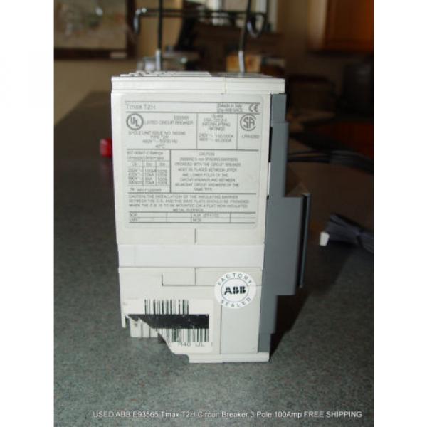 USED ABB E93565 Tmax T2H Circuit Breaker 3 Pole 100Amp FREE SHIPPING #4 image