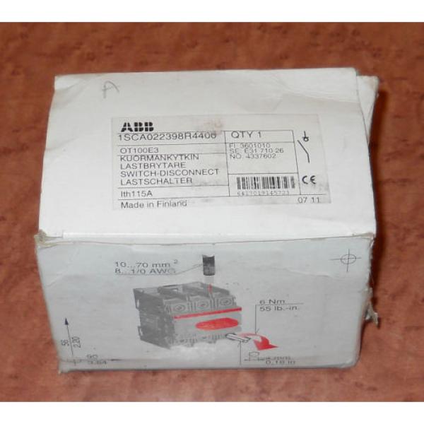 ABB INDUSTRIAL 1SCA022398R4400 SWITCH-DISCONNECT *NEW IN A BOX* #2 image