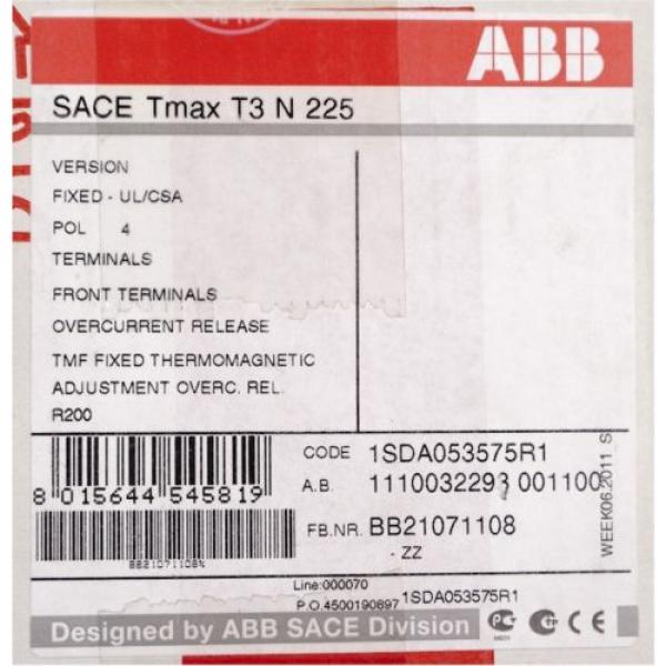 NEW ABB SACE Tmax T3 N 225 Circuit Breaker #4 image