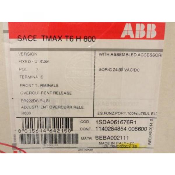 165803 New-No Box, ABB T6HQ600CWS8 Breaker 600A, 600V, 3P, T6H 800 PR222DS/P-LSI #3 image