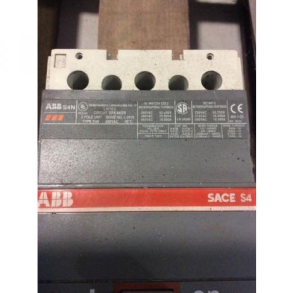 ABB S4N Circuit Breaker 100 Amp 600 Volt 3 Pole SACE PR211 Trip Unit  Shunt Trip #2 image