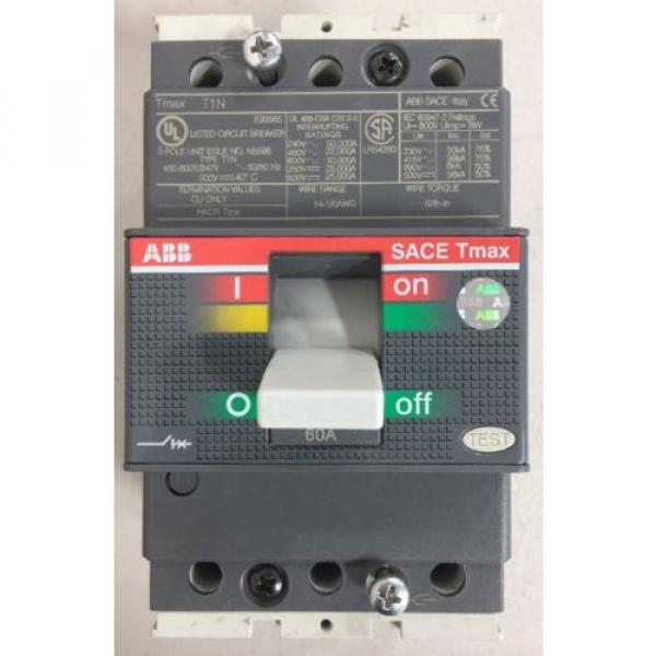 ABB Tmax T1N E93565 Circuit Breaker 60 Amp 3 Pole N5596 480-600Y/347V 50/60 Hz #1 image
