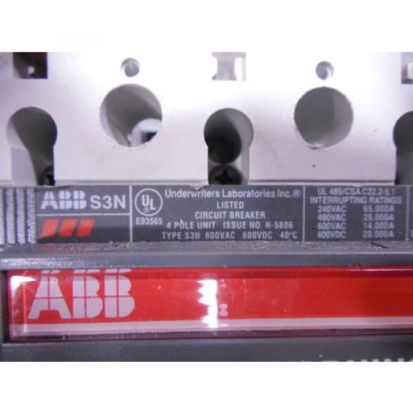 USED ABB S3N SACE S3 Circuit Breaker 150 Amps 600VAC 4 Pole #6 image