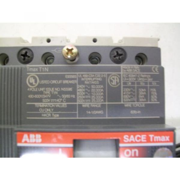 ABB T1N TMAX 4Pole 100A 480-600Y/347V Circuit Breaker W/Aux Switch NR:AG08030918 #3 image