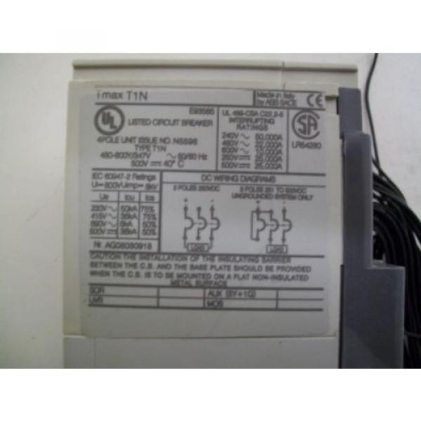 ABB T1N TMAX 4Pole 100A 480-600Y/347V Circuit Breaker W/Aux Switch NR:AG08030918 #8 image