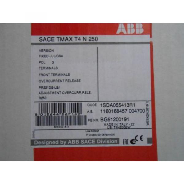 NEW In Box ABB T4N250BW Circuit Breaker 250A 600VAC 3-Pole (TMAX Series) #1 image