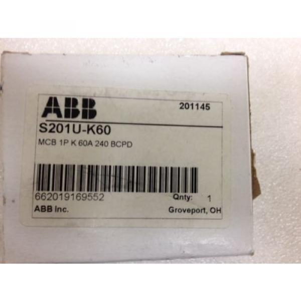 *NEW* ABB Mini Circuit Breaker S201U-K60, 1 Pole,  60A #2 image