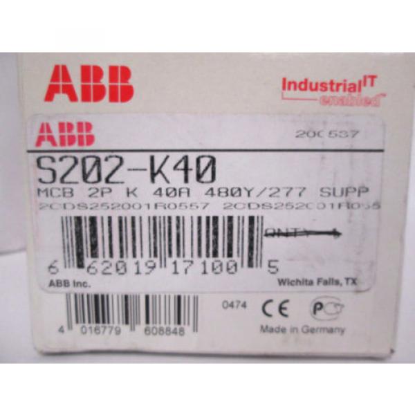 ABB S202 K40A Breaker 2P 40A 277/480V #2 image