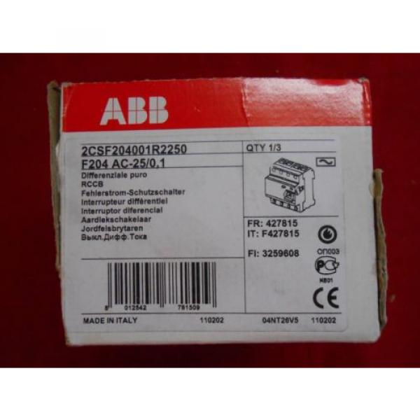 ABB  Residual Current F204 AC-25/0.01 2CSF204001R2250 #1 image