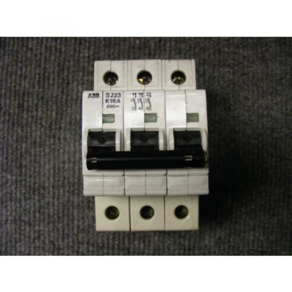 ABB 3 Pole 16 Amp Circuit Breaker Cat No S 223 K16A #1 image