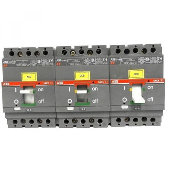 LOT OF 3 ABB SACE S1 CIRCUIT BREAKERS S1N, 15 AMP, 3 POLE #1 image