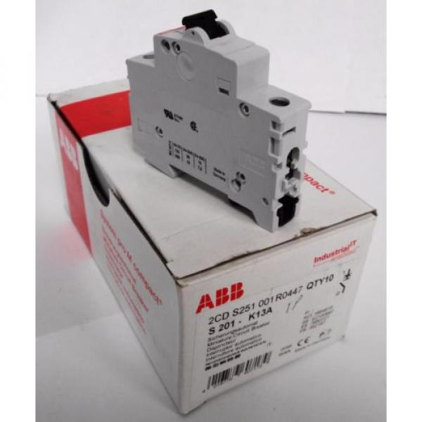 (10) ABB 2CDS251001R0447 S 201-K13A Miniature Circuit Breakers 1P 13A #1 image