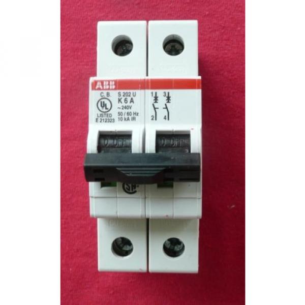 FIVE (5) ABB Miniature Circuit Breakers S202U-K6, 2 pole 6A 240VAC 4016779621366 #5 image