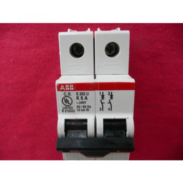 FIVE (5) ABB Miniature Circuit Breakers S202U-K6, 2 pole 6A 240VAC 4016779621366 #6 image