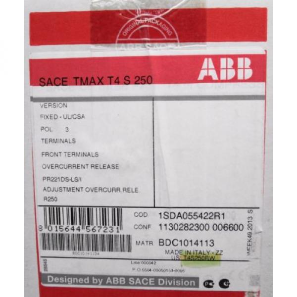 ABB 1SDA055422R1 T4S250BW T4S Circuit Breaker 250A 3P #2 image