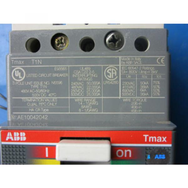 ABB SACE T1N TMAX 3 Pole 20A 480VAC Circuit Breaker AE10042042. #4 image