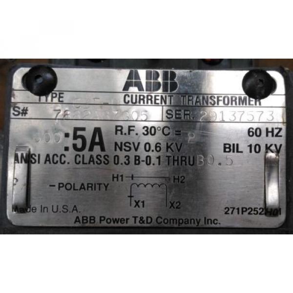 ABB 600:5 Amp Current Transformer, 0.6 KV, BIL 10 KV Cat#29137573, 60Hz #2 image