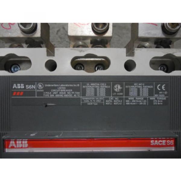 USED ABB S6N SACE S6 Circuit Breaker 600 Amps 600VAC w/ Aux. Switch / Bell Alarm #5 image