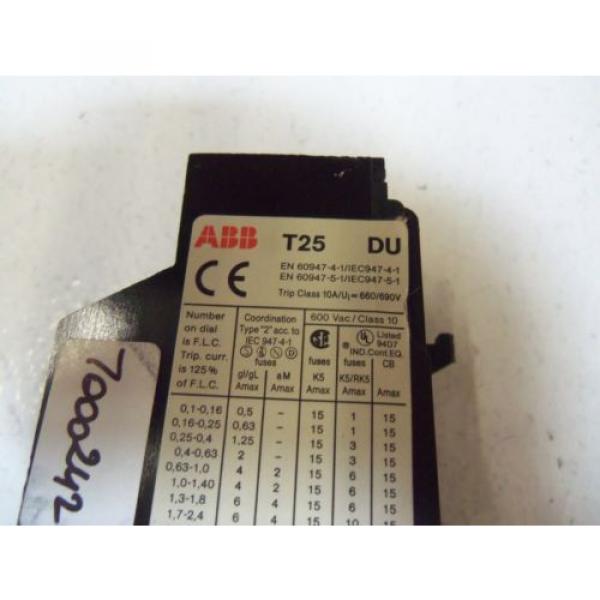 ABB OVERLOAD RELAY T25-DU 6-8,5 *USED* #3 image