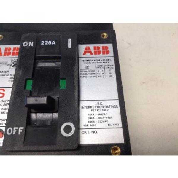 ABB ESB43225 225 Amp 480 VAC 500 VDC 3 Pole NE-6573 Circuit Breaker a S aS #4 image