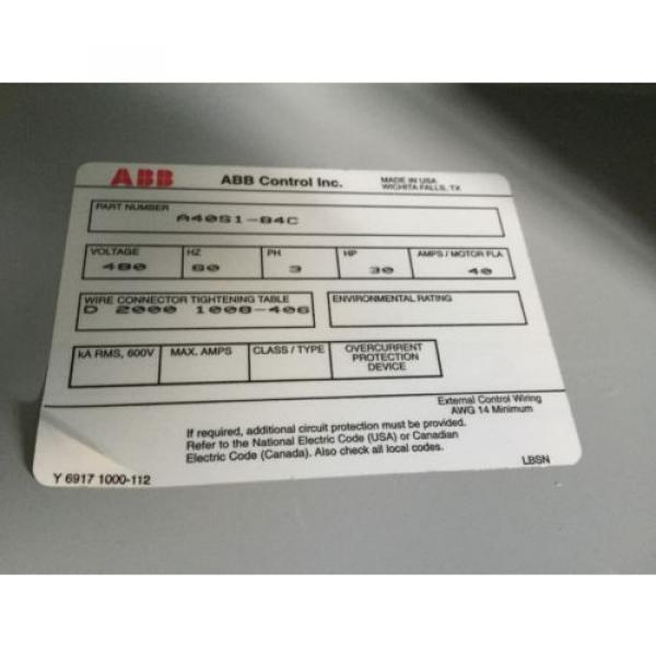 NEW ABB A40S1-84C,A40-30-10,ABB TA42 DU CONTACTOR 3PH STR N1 120V,BOXYD #3 image