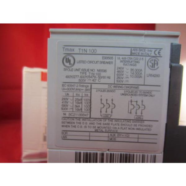 ABB CIRCUIT BREAKER  T1N015TL  480 VAC  3 POLE #4 image