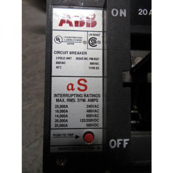 USED ABB UXAB 727131 R 103 Circuit Breaker 20 Amps 600VAC #4 image
