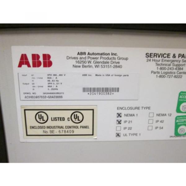 ABB  ACH 401 AC Drive w/ Bypass  ACH401607032G0AE0000  75HP Used #3 image