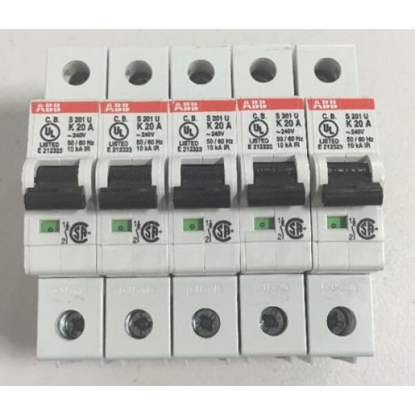 Lot of 5 - ABB S201 K20 A 1 Pole 240 Volt Circuit Breaker #1 image