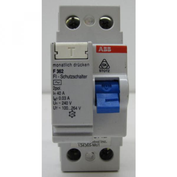 ABB RESIDUAL CURRENT-OPERATED CIRCUIT BREAKER 2 POLE 40A/30mA F362-40/0.03 #3 image