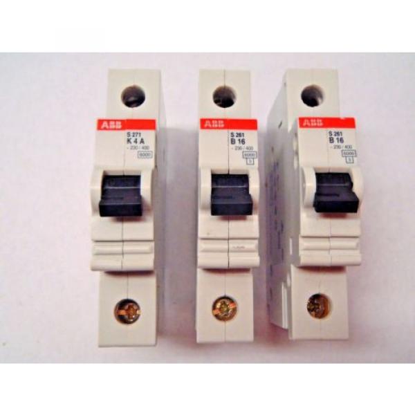 Lot of 3 ABB assorted Circuit Breakers (2) S261-B16, (1) s271-K4A #1 image