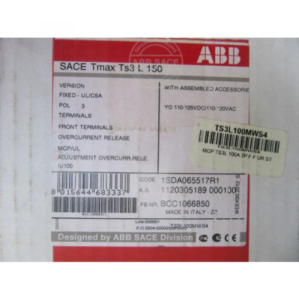 ABB Sace Tmax TS3L100A Circuit Breaker 3P 100A W/Trips 400-1200A NEW!!! in Box #5 image