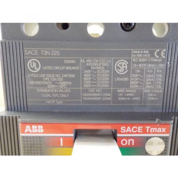 ABB 60 AMP BREAKER SACE TMAX T3N 225, 3 POLE, (USED) #3 image