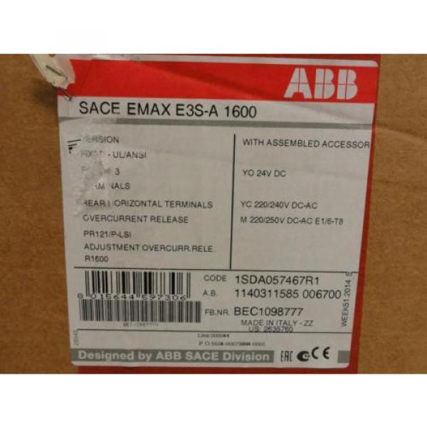 169689 New In Box, ABB 1SDA057467R1 Circuit-Breaker E3S-A 1600A #2 image