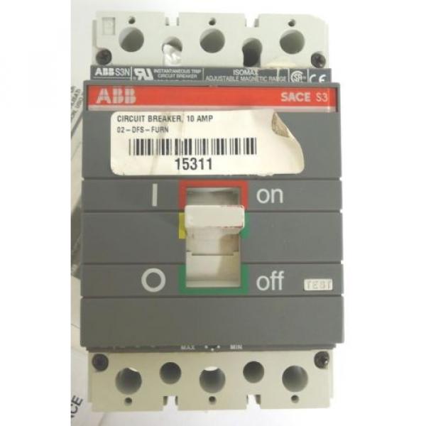 ABB S3N Instantaneous Trip Circuit Breaker 3 Pole 10A 600VAC #2 image