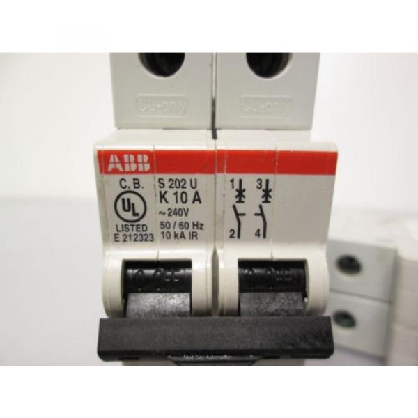 Lot of 2 ABB S202K10A Circuit Breakers 10A 2 Pole 240VAC 50/60Hz DIN Mount #2 image