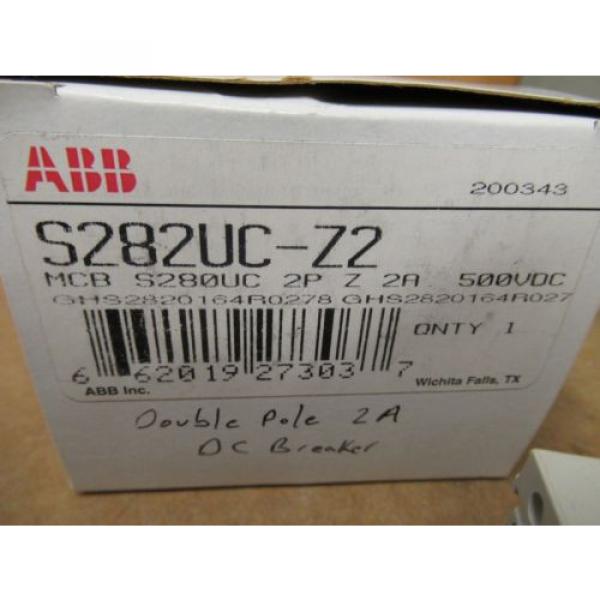 ABB CIRCUIT BREAKER S282UC-Z2 GHS2820164 2P 2A A AMPS 500VAC NEW IN BOX #2 image