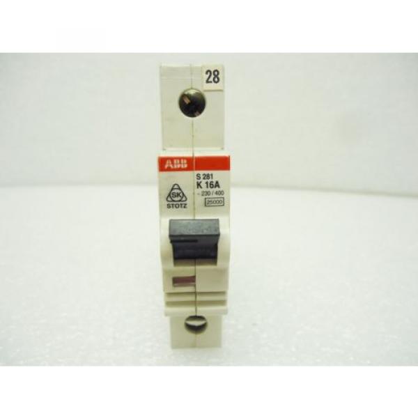 ABB S281K16A Circuit Breaker 16 AMP 1 Pole 277/480V Type K Molded Case Switch #1 image